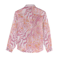 African Zebra Leopard Pattern Women Casual Shirt Blush Savannah