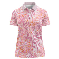 African Zebra Leopard Pattern Women Polo Shirt Blush Savannah
