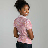 African Zebra Leopard Pattern Women Polo Shirt Blush Savannah
