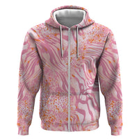 African Zebra Leopard Pattern Zip Hoodie Blush Savannah