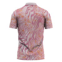 African Zebra Leopard Pattern Zipper Polo Shirt Blush Savannah