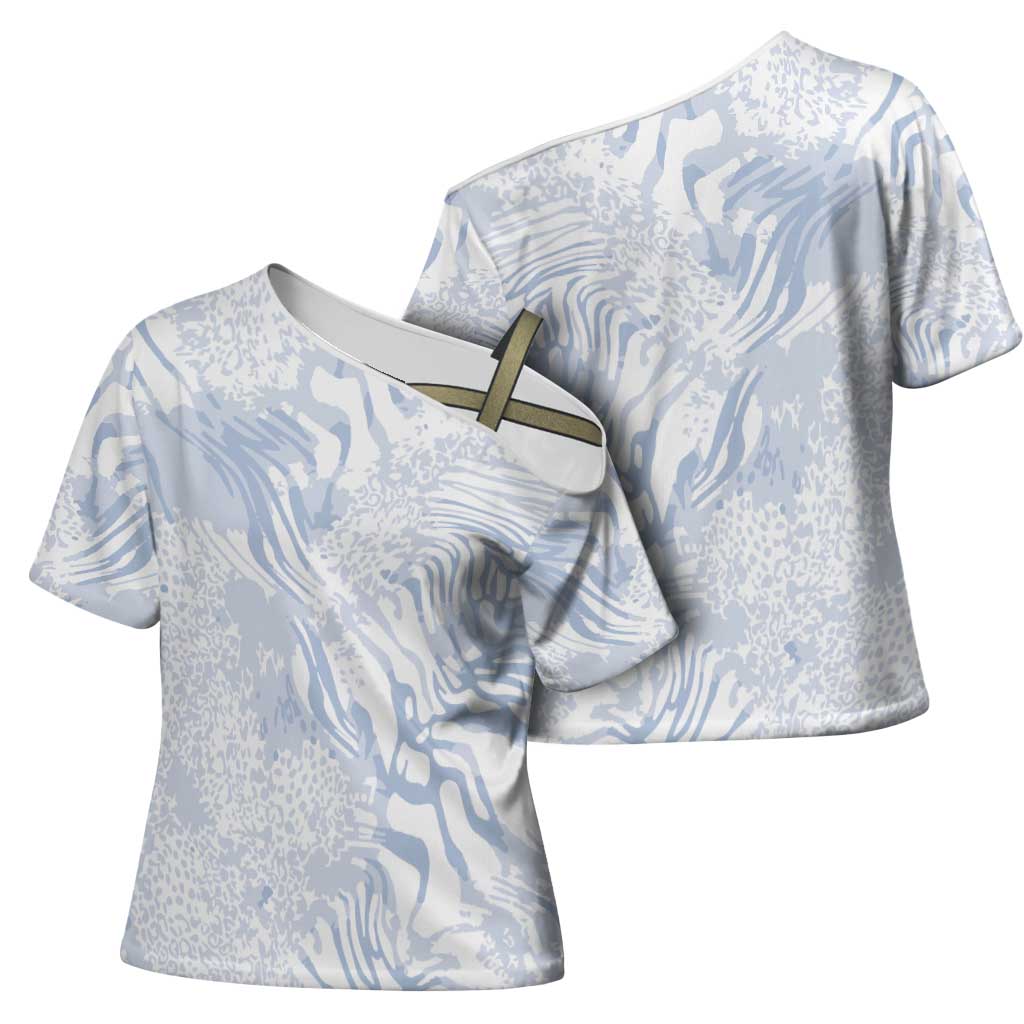 African Zebra Leopard Pattern Cross Shoulder Shirt Sky Savannah