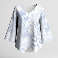 African Zebra Leopard Pattern Kimono Sleeve Blouse Sky Savannah