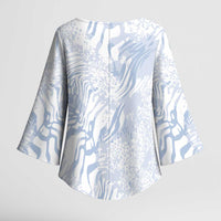 African Zebra Leopard Pattern Kimono Sleeve Blouse Sky Savannah