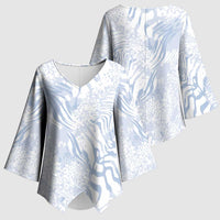 African Zebra Leopard Pattern Kimono Sleeve Blouse Sky Savannah