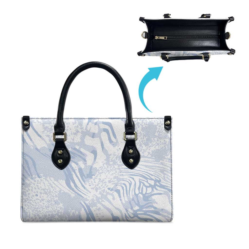 African Zebra Leopard Pattern Leather Bag Sky Savannah
