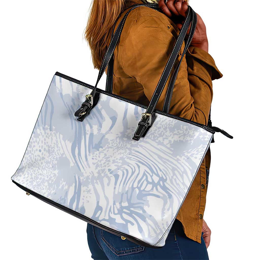African Zebra Leopard Pattern Leather Tote Bag Sky Savannah