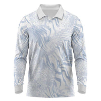 African Zebra Leopard Pattern Long Sleeve Polo Shirt Sky Savannah