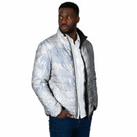 African Zebra Leopard Pattern Padded Jacket Sky Savannah