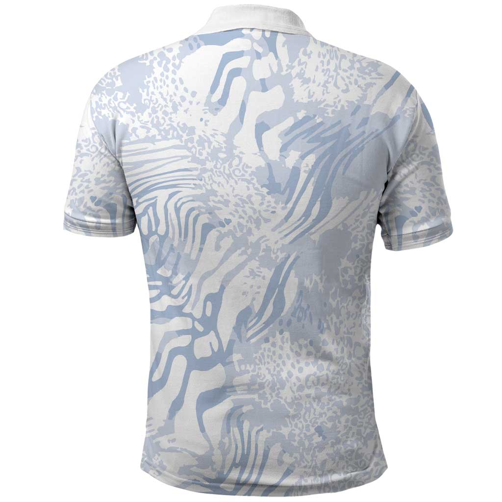 African Zebra Leopard Pattern Polo Shirt Sky Savannah