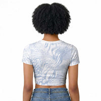African Zebra Leopard Pattern Raglan Cropped T shirt Sky Savannah