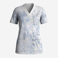African Zebra Leopard Pattern Scrub Top Sky Savannah
