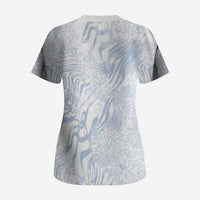 African Zebra Leopard Pattern Scrub Top Sky Savannah