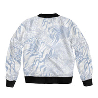 African Zebra Leopard Pattern Sleeve Zip Bomber Jacket Sky Savannah