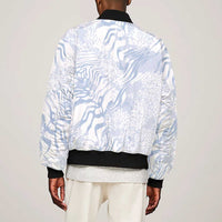 African Zebra Leopard Pattern Sleeve Zip Bomber Jacket Sky Savannah