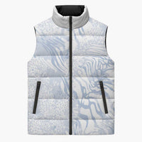 African Zebra Leopard Pattern Sleeveless Puffer Jacket Sky Savannah