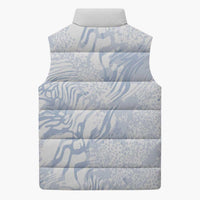 African Zebra Leopard Pattern Sleeveless Puffer Jacket Sky Savannah