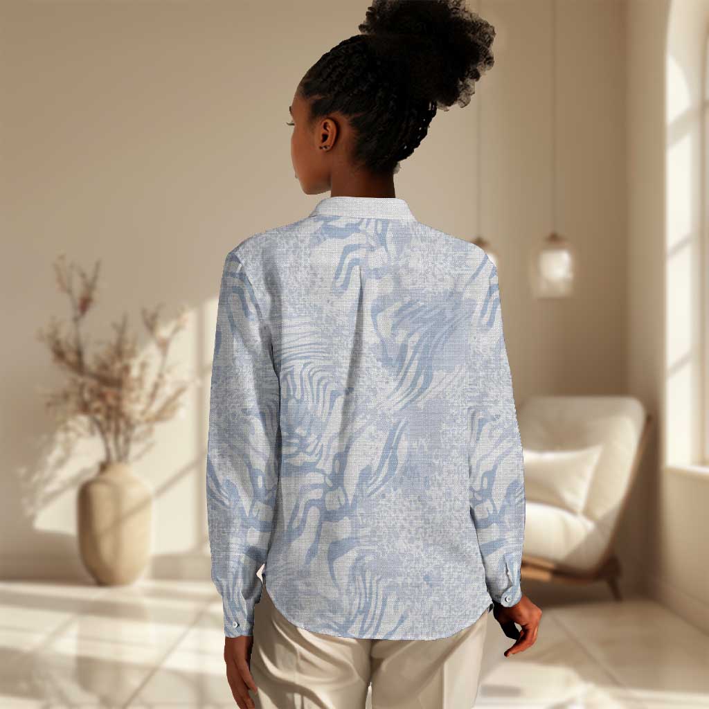 African Zebra Leopard Pattern Women Casual Shirt Sky Savannah