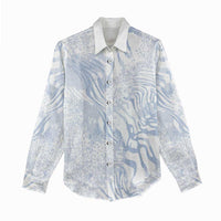 African Zebra Leopard Pattern Women Casual Shirt Sky Savannah
