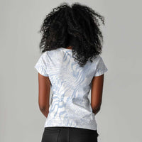 African Zebra Leopard Pattern Women V-Neck T-Shirt Sky Savannah
