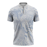 African Zebra Leopard Pattern Zipper Polo Shirt Sky Savannah