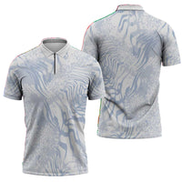 African Zebra Leopard Pattern Zipper Polo Shirt Sky Savannah