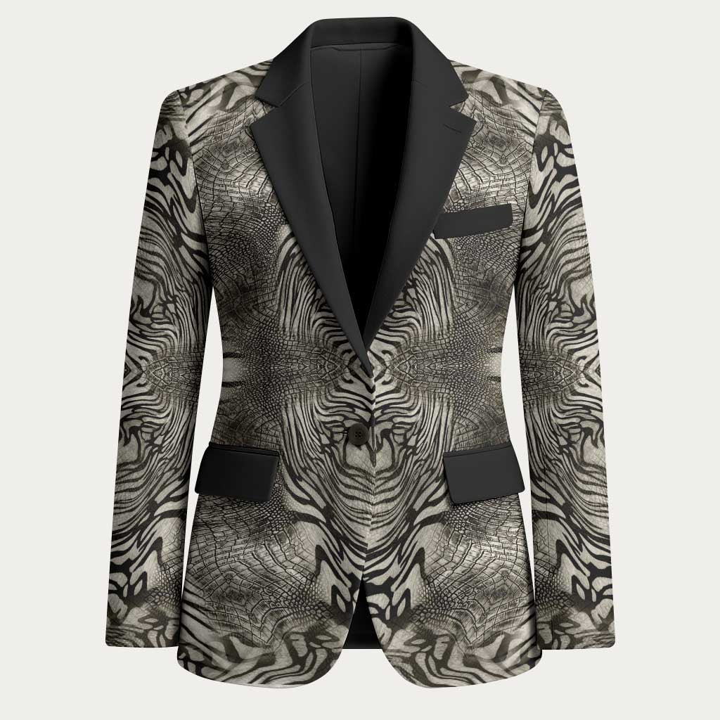 African Zebra Elephant Skin Pattern Blazer
