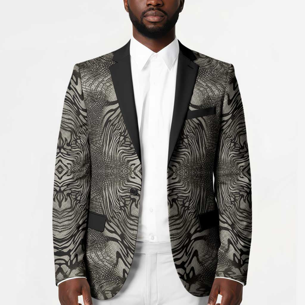 African Zebra Elephant Skin Pattern Blazer