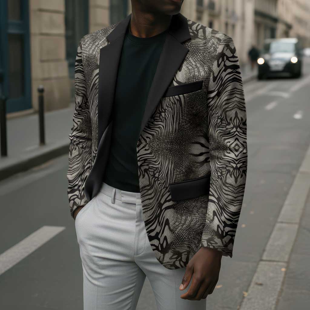 African Zebra Elephant Skin Pattern Blazer