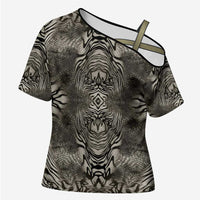 African Zebra Elephant Skin Pattern Cross Shoulder Shirt