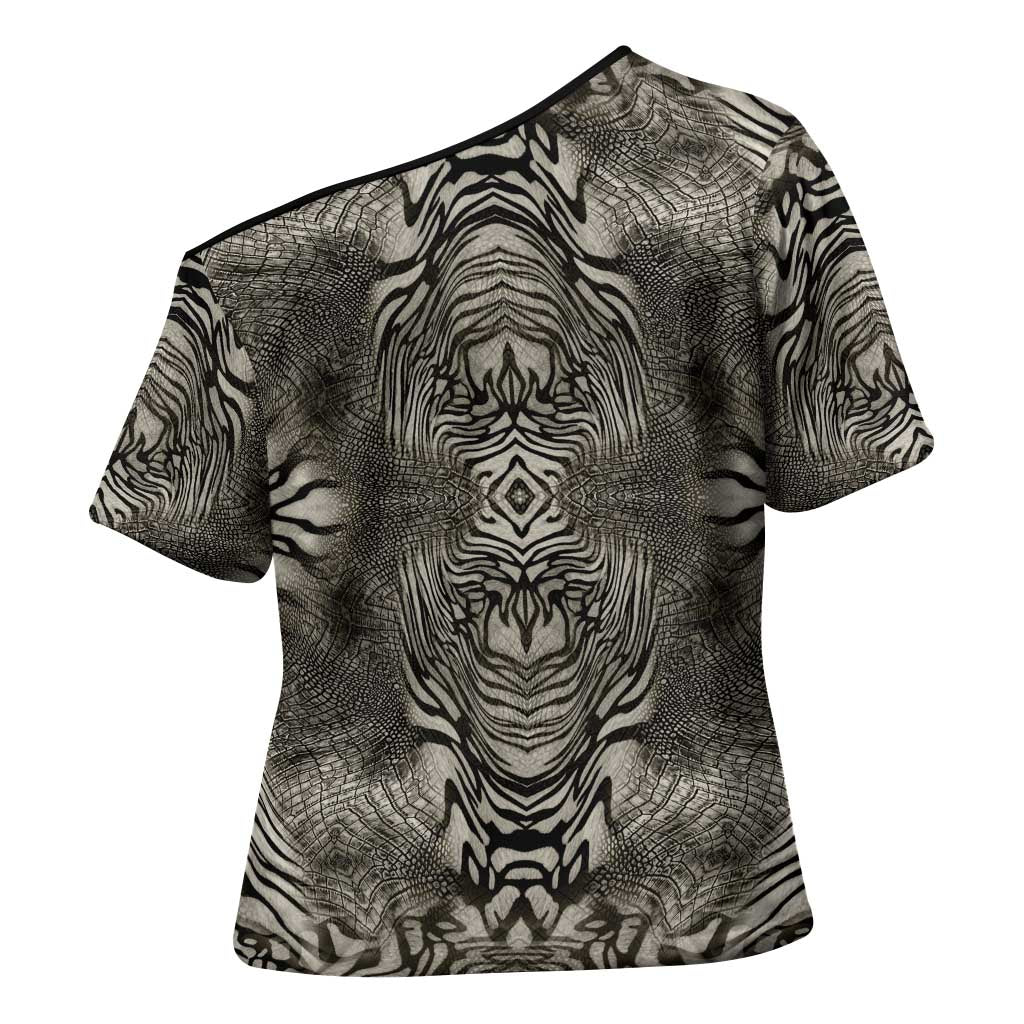 African Zebra Elephant Skin Pattern Cross Shoulder Shirt