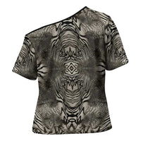 African Zebra Elephant Skin Pattern Cross Shoulder Shirt