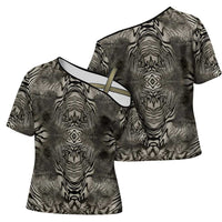 African Zebra Elephant Skin Pattern Cross Shoulder Shirt