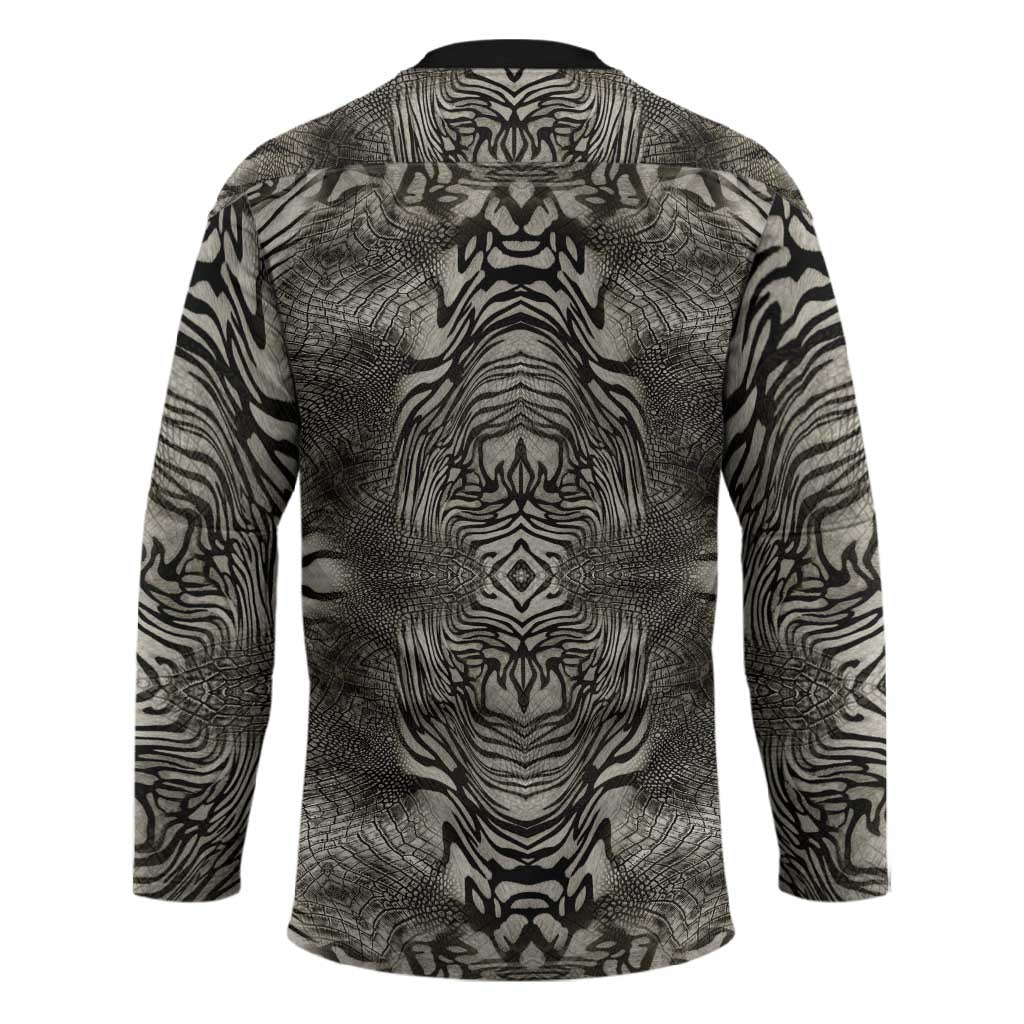 African Zebra Elephant Skin Pattern Hockey Jersey