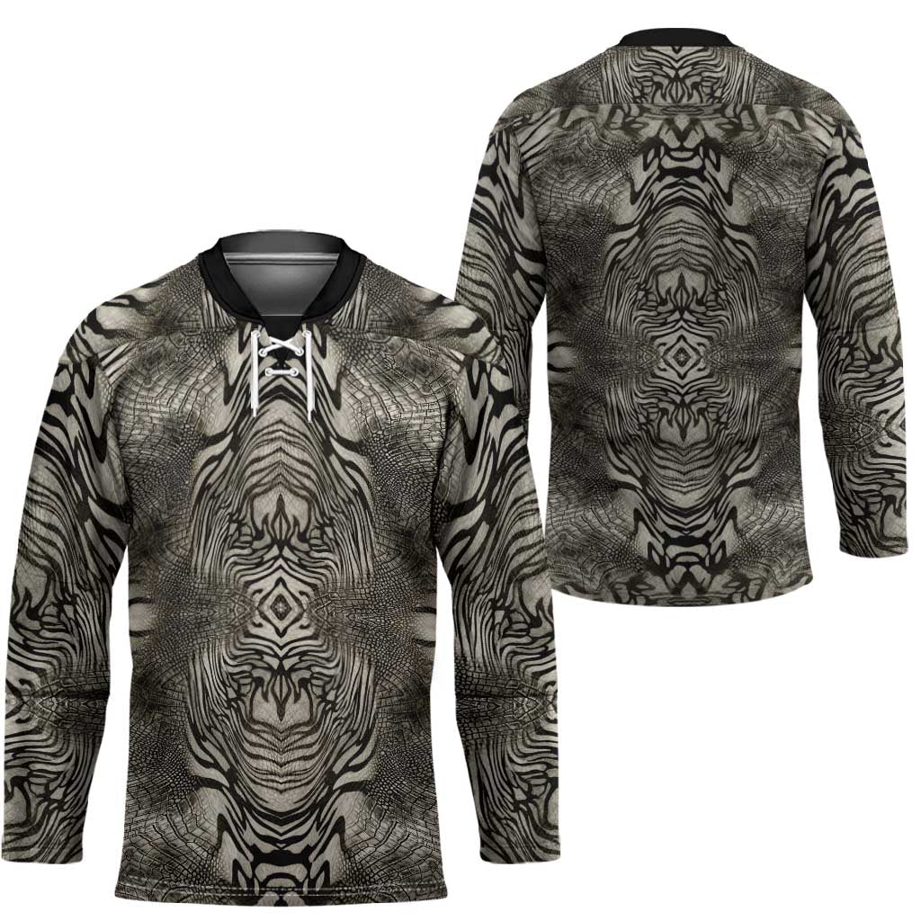 African Zebra Elephant Skin Pattern Hockey Jersey