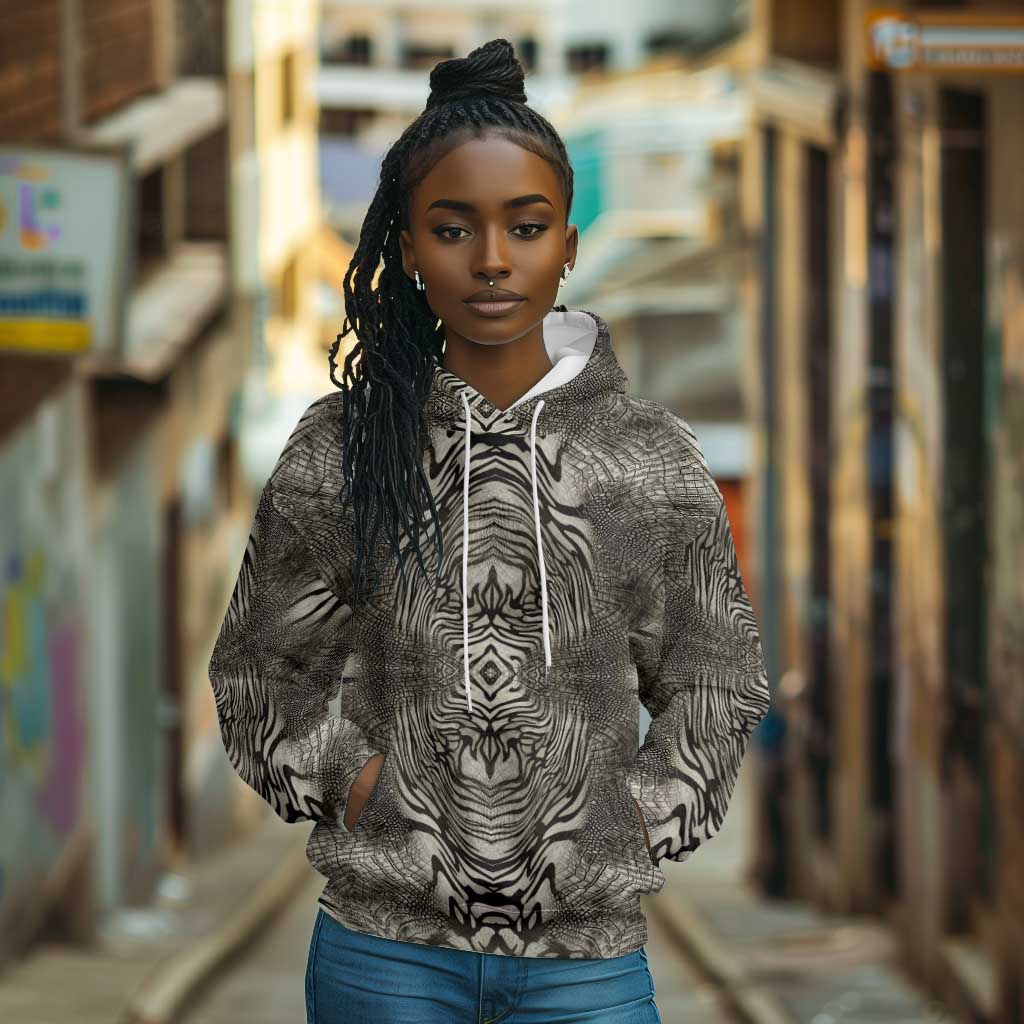 African Zebra Elephant Skin Pattern Hoodie