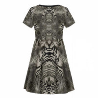 African Zebra Elephant Skin Pattern Kid Short Sleeve Dress