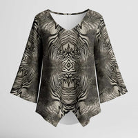 African Zebra Elephant Skin Pattern Kimono Sleeve Blouse