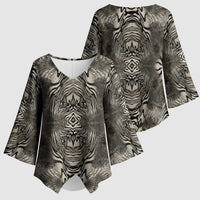 African Zebra Elephant Skin Pattern Kimono Sleeve Blouse