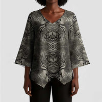 African Zebra Elephant Skin Pattern Kimono Sleeve Blouse