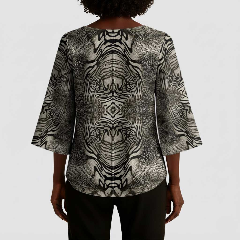 African Zebra Elephant Skin Pattern Kimono Sleeve Blouse