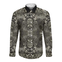 African Zebra Elephant Skin Pattern Long Sleeve Button Shirt