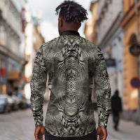 African Zebra Elephant Skin Pattern Long Sleeve Button Shirt
