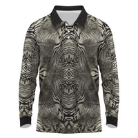 African Zebra Elephant Skin Pattern Long Sleeve Polo Shirt