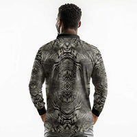 African Zebra Elephant Skin Pattern Long Sleeve Polo Shirt