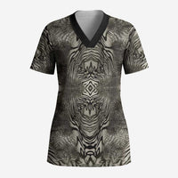 African Zebra Elephant Skin Pattern Scrub Top