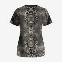 African Zebra Elephant Skin Pattern Scrub Top