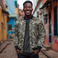 African Zebra Elephant Skin Pattern Sleeve Zip Bomber Jacket