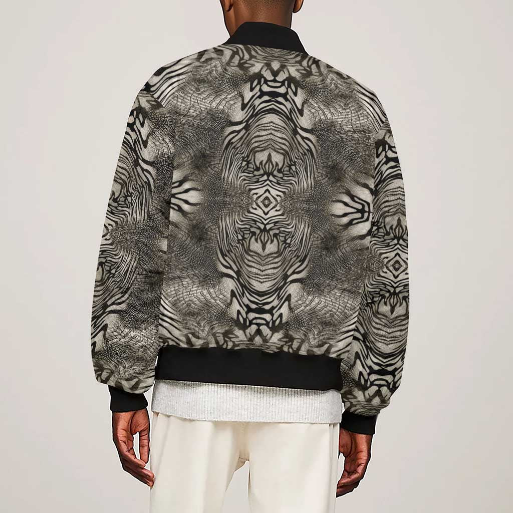 African Zebra Elephant Skin Pattern Sleeve Zip Bomber Jacket