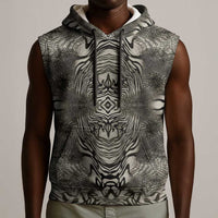 African Zebra Elephant Skin Pattern Sleeveless Hoodie